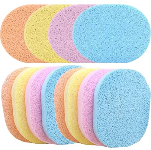 Komprimerade ansiktssvampar, 12 st mjuka absorberande Pva ansiktssvampar, 3,4 x 4,3 tum återanvändbar ansiktsskrubber för rengöring, exfoliering