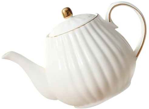 jojofuny Théière en Céramique Blanche 12L Pot à Café Assorti Service à Thé Européen en Porcelaine pour Théières et Cafés D’Après-Midi Raffinés