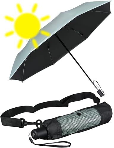 iX-brella City Trekking - Paraguas con bastón extralargo con protección UV y contra el calor, Mint-black - Protección contra rayos UV y contra el calor, 98 cm, Abrebotellas de mano