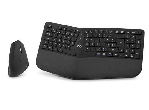 Pack Clavier et Souris Ergonomiques Sans Fil, Compatibles PC Mac - Noir