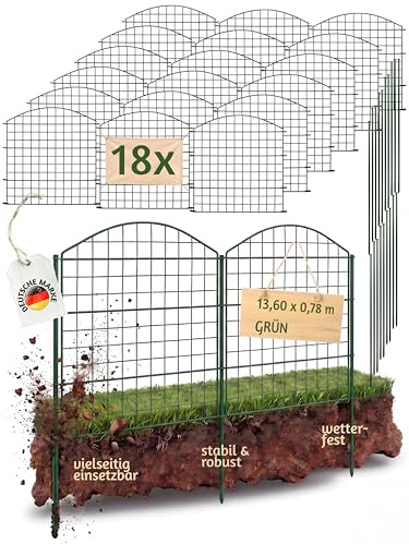 Zaun Gartenzaun Steckzaun Teichzaun für Garten 18 Zaunelemente V2Aox