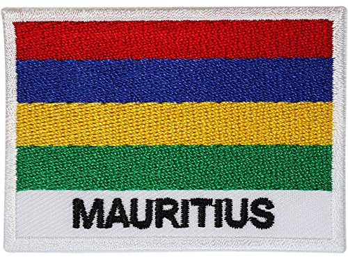 ELLU Aufnäher mit Mauritius-Flagge, bestickt, 7 cm x 5 cm, für Kleidung, Jeans, Hüte, T-Shirts, Taschen