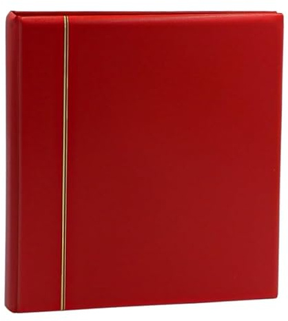 SAFE Briefmarken-Ringbinder Morocco Rot mit Goldprägung | Wattierter Ringbinder mit Goldzierleiste für Briefmarkenblätter