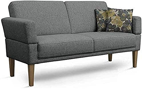 Cavadore 3-Sitzer Sofa Femarn mit Federkern / Küchensofa für Esszimmer oder Küche / 190 x 98 x 81 / Strukturstoff Grau