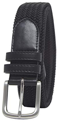 Amazon Essentials Men's Stretch Woven Braid Belt for Jeans, Black, 40