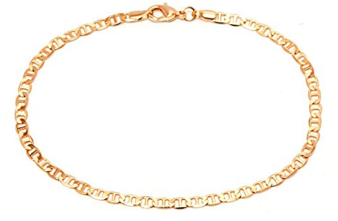 Barzel 18K Gold Plated Flat Marina Link Anklet for Women, 10 Inches - Made In Brazil (10.00)