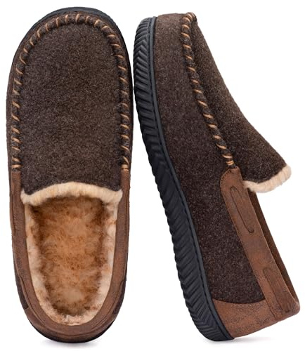 RockDove Hearthfire Chaussons mocassins en mousse à mémoire de forme pour homme, Moka, 42 EU