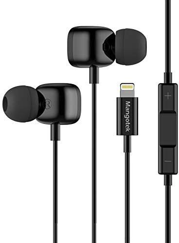 Mangotek Écouteurs Lightning pour Apple - Filaires - Avec microphone - Pour iPhone 12/12 Pro/12 Mini/SE/11 Pro Max/10/X/XS/XR/7/8 Plus
