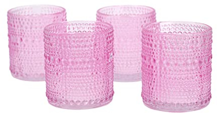 Creativery Teelichtgläser 7x8 cm 4 Stück Teelichthalter Glas Farbauswahl: rosa 148