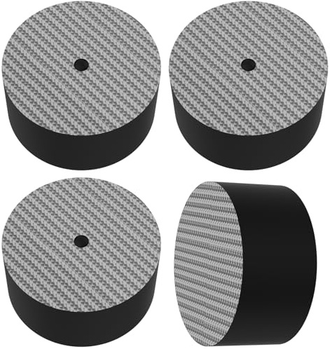 Monosaudio 4 Stück HiFi Lautsprecherfüße Spike Pads Vibrationsdämpfer Füße Isolationsfüße Absorber Füße 40x20mm Entkoppler Gerätefüße Kohlefaser Untersetzer für Verstärker Plattenspieler HiFi Geräte