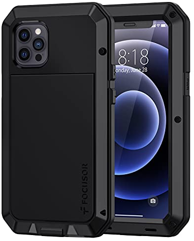 Focusor Cover iPhone 12 Antiurto (6.1),Cover Antiurto iPhone 12 PRO[Resistente e Rugged] Robusta e Militare,Custodia Anticaduta con Protezione dello Schermo Integrata per iPhone 12/12 PRO 5G,Nero