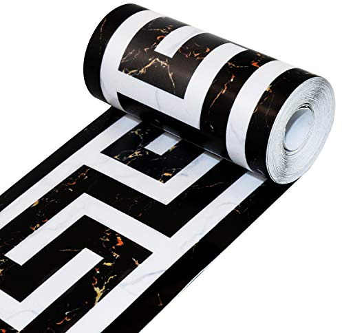 Fovasen Selbstklebende Tapeten Bordüre Black PVC Selbstklebende Grenze Aufkleber Vinyl bordüre Aufkleber bordüre für Wohnzimmer Badezimmer Schlafzimmer Wanddeko, Rolle 10 m x 5 cm
