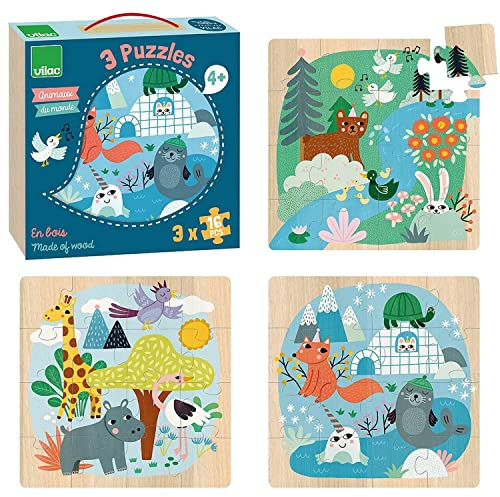 Vilac Animal World Puzzle- från 4 år-8530, 8530, flerfärgad