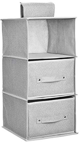 EXQULEG Hängeaufbewahrung Faltbarer Hängeorganizer, hängeregal kleiderschrank, Organizer für Kleiderschrank (Grau,3 Ebenen mit 2 Schubladen)