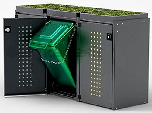 Reinke Mülltonnenbox für 3x240L Tonnen mit Pflanzenwanne, Aluminium, Farbe: Anthrazit, Mülltonnenhaus