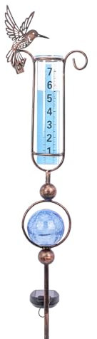MUMTOP Pluviometro per esterni, 91,4 cm, in vetro craquelé, luci solari per prato, cortile e giardino