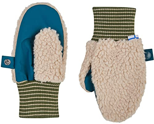 Finkid Nupujussi Teddy Beige - Warme weiche Kinder Teddyfleece Fäustlinge, Größe XS - Farbe Pebble