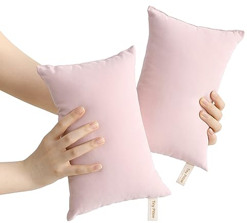 BEDSUM 2 Pack Tiny Pillows, 11x7 Microfiber Mini Pillow for Travel, Dogs, Cats, Soft and Machine Washable Small Pillows for Neck, Wrist, and Knee Comfort, Pink