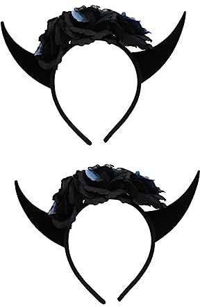 Beavorty 2stücke Halloween Horn Haarband Mit Blumen Schauriges Accessoire Für Kostümpartys Und Rollenspiele Für Festliche Anlässe Und Verkleidungen Einzigartiges Design Für