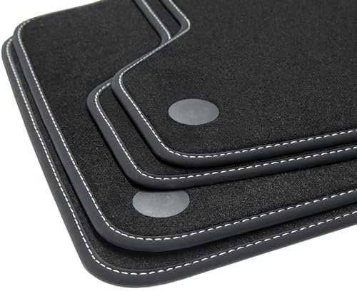 tuning-art B71 Fußmatten Exclusive passend für Mercedes C-Klasse W205 / S205 2014-2021, Naht:Silber