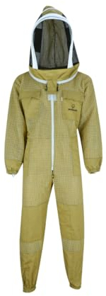 BIENE24 Imkeranzug Premium mit Atmungsnetz + Fechtschleier für Bienen Wespen Insekten Imkerei Stichschutz Insektenschutz S M L XL XXL XXXL, XL · braun