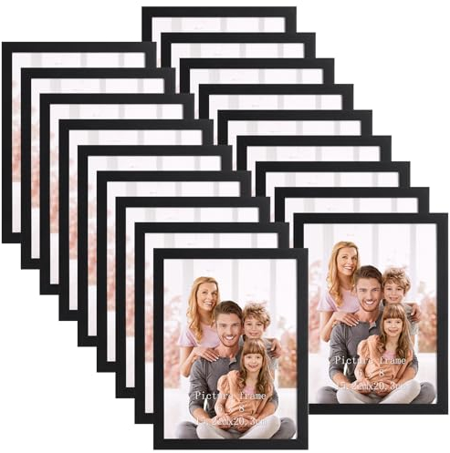 Hoikwo Multi 8x6 Photo Frames Set of 18, 6x8 Black Picture Frames for Wall Hanging or Tabletop Display