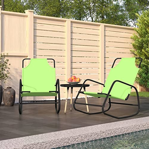 DYRJDJWIDHW gartenliege,sonnenliege,relaxliege,sonnenliege klappbar,Schaukelliegen 2 STK. Grün Stahl und Textilenestrandliege klappbar leicht,campingliege,strandliege,