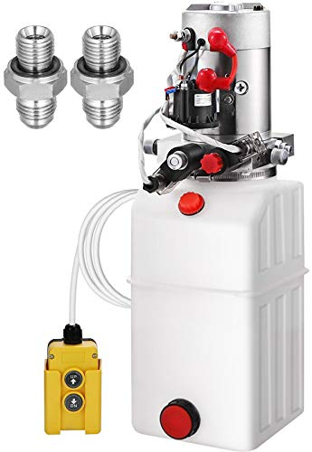 VEVOR 12V DC Pompa Idraulica con Grande Serbatoio a Doppio Effetto per Ascensore Automatico Rimorchio di Scarico (6L), Officina, Garage