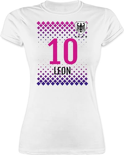 Shirt Damen - 2026 WM Fanartikel - Deutschland Fussball Trikot Germany Name und Nummer personalisiert - XL - Weiß - 2024 em Trikots fußball personalisierte Funshirts für Frauen em-Trikots