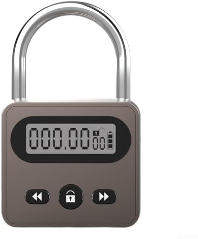 HEIBTENY Metall Zeitschloss Mit LCD Display, Multifunktionales Elektronisches Zeitschloss Mit Alarm, 999 Stunden Zeit, Automatisches Entsperren(Brown)