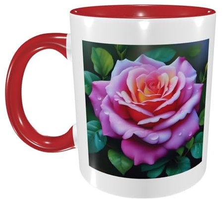 PHAYAH Tazza da caffè in ceramica da 325 ml, regalo per moglie, festa della mamma, regalo di compleanno per bere tè, bevande caffè e cioccolata calda con rose in fiore