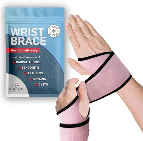 Dr. Arthritis Essentials Wrist Brace for Carpal Tunnel, Arthritis & Tendonitis Pain Relief – Adjustable Wrist Support for Night & Day, Wrist Splint for Sprains, Injury Recovery & Weak Wrists, Left or Right Hand, 2 Pack