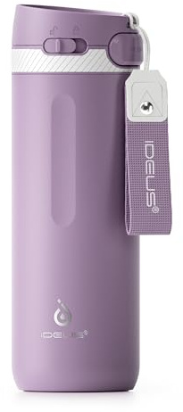 Ideus Reisebecher 500ml (17oz), Edelstahl Doppelwandig Isolierbecher, Leichtgewicht Thermobecher to Go, Kaffebecher mit Tragegriff BPA-Frei auslaufsicher (Violett)