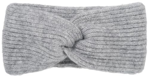 styleBREAKER Damen Strick Stirnband Rippenmuster Twist Knoten, Hellgrau | 22 cm elastische Bundweite (dehnbar für 51-58 cm Kopfumfang), 11 cm breit. Wärmender Ohrenwärmer, Mützen-Ersatz für Winter.