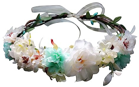 Healvian Corona Di Fiori Per Capelli Cerchietto Floreale Da Sposa Copricapo Fiori Per Damigella d Onore Fascia Per Capelli Design Semplice Elegante e Naturale Adatto Per Feste Di Matrimonio