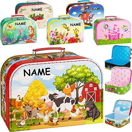 alles-meine.de GmbH Koffer/Kinderkoffer - Motivwahl - GROß - Jungen - Motiv - inkl. Name - 29 cm - ideal für Spielzeug und als Geldgeschenk - Pappkoffer - Puppenkoffer - Kinder..