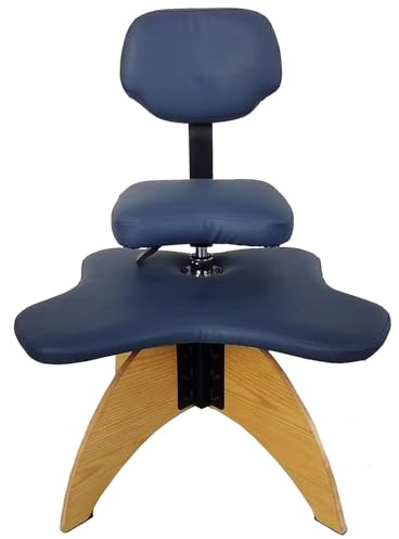 LULUMAIC Kniestuhl, Meditationsstuhl mit Rückenstütze, Bürostuhl mit gekreuzten Beinen, Holzbein, ergonomischer Schaukel-Kniestuhl, Kreuzhocker für Yoga-Computerarbeiter (Blaue Einheitsgröße)