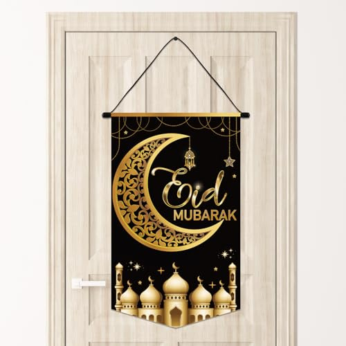 Eid Mubarak Dörrskylt, 50x30cm Eid Dörrskylt med Snodd, Eid Mubarak Dörrbanner Eid Mubarak Dörrdekorationer Eid Mubarak Dekorationer för Hemmet