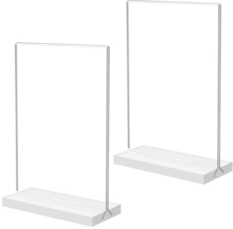2 Stück Tischaufsteller, A5 Preisschilder Aufsteller, T Form Preisschilder Aufsteller, Tischnummern Hochzeit Speisekartenhalter Kartenhalter, für Hochzeit Restaurant Büro Cafe (21 x 14,8cm)