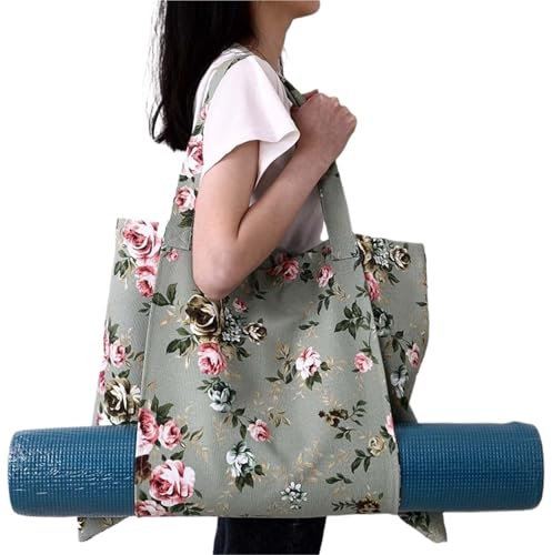 Tasche für Pilates-Matte Multifunktionale Canvas-Yoga-Tasche, Turnmatten-Tasche, Yoga-Rucksack mit großem Fassungsvermögen, Pilates-Matten-Aufbewahrungstasche, Mattenträger Bag für den Transport der Y
