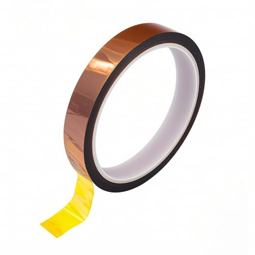 Misuyue 18mm Kapton Tape, Hitzebeständiges Kapton Klebeband, Brau 33m | Hitzebeständiges bis zu 300℃, Polyimid Film Isolierband Klebeband für 3D-Drucker Löten, Sublimation, Elektronik Leiterplatten