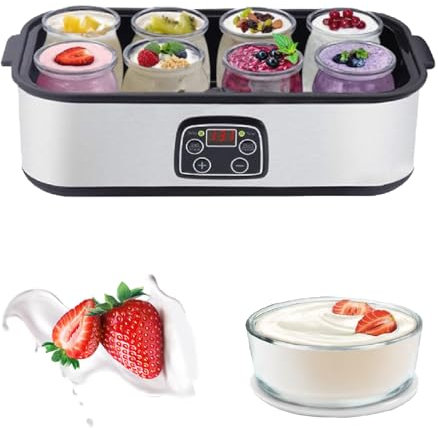 UEGFSIJRF Yogurtiera Automatica con Display LCD, Macchina for Yogurt da 1400 ml, Temperatura e Tempo Regolabili, Ideale for Uso Domestico e in Ufficio.