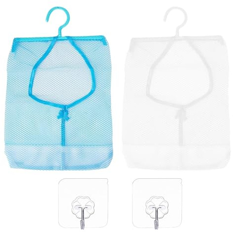 EHDWXVZM 2-Teiliger Wand-Mesh-Beutel Und 2-Teilige Transparente Haken, Multifunktions-Aufbewahrungsbeutel, Kleidungstrocknungsmittel, Tragbare Aufbewahrungstasche.