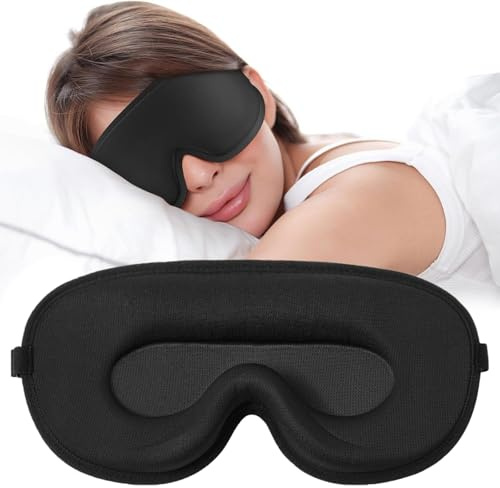 Poraceous Schlafmaske für Seitenschläfer, 3D Schlafmaske für Seitenschläfer, Lichtblockierend und Atmungsaktiv, Augenmaske für Männer und Frauen, Verstellbarem Band, Schlaf Augenmaske Reise Gadget