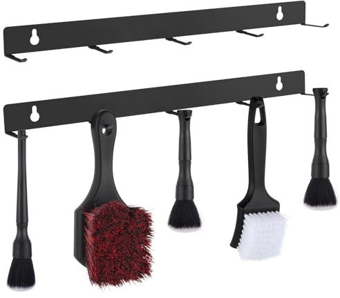 MOLIGOU 2 Pcs Detailing Brush Hanger, Wall Mount Car Detailing Brush Organizer, Detailing Brush Hanging Rack with 5 Hooks