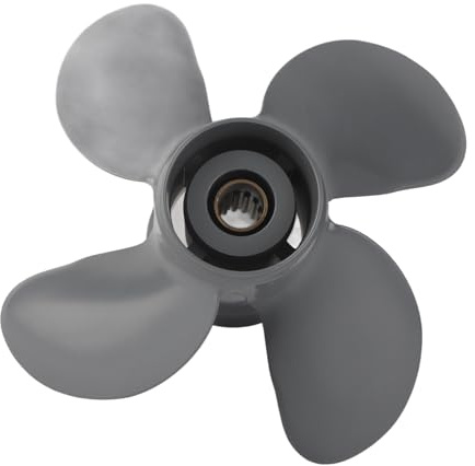 Oreilet Aluminium-Außenborderbootpropeller, 10 5/8x12in Außenborder Propeller für 35-60 PS Motor, 4 Blätter 13 Spline-Zahn Aluminium-Außenborder, Rechte Rotation