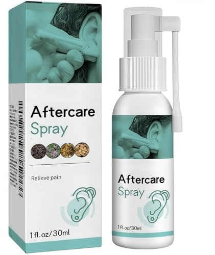 Aftercare Spray, Saline Solution Spray, Cleaning Aftercare Fluid for Ear, Sterile Saline, Suitable for Ears, Nose, Tongue, Navel, 30ml