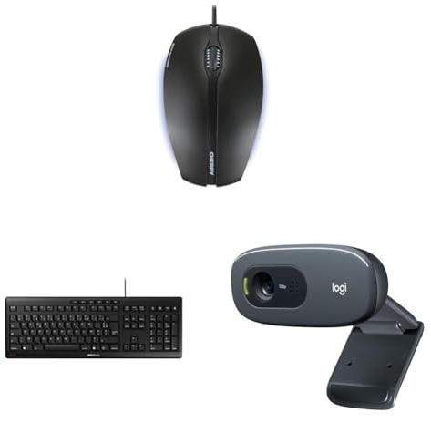 CHERRY Souris Gentix & Clavier Stream & Logitech C270 HD Webcam