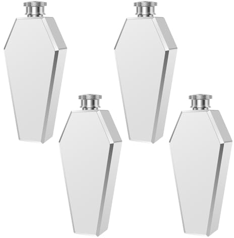 Lot de 4 flasques en acier inoxydable pour spiritueux, bouteille à whisky en acier inoxydable, anti-fuite, pour whisky, rhum, vodka, randonnée et fête (103 ml)
