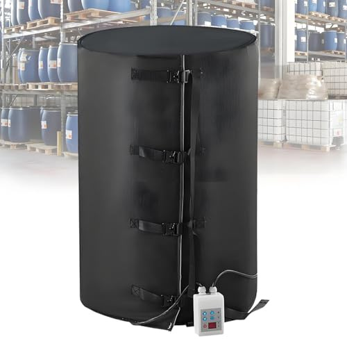 Couverture chauffante pour barils de pétrole, chauffage pour barils IBC 200 L/1 000 L, chauffage efficace pour fûts de graisse, avec régulateur de température 0 à 120 °C/0 à 150 °C 200L120°-BLACK